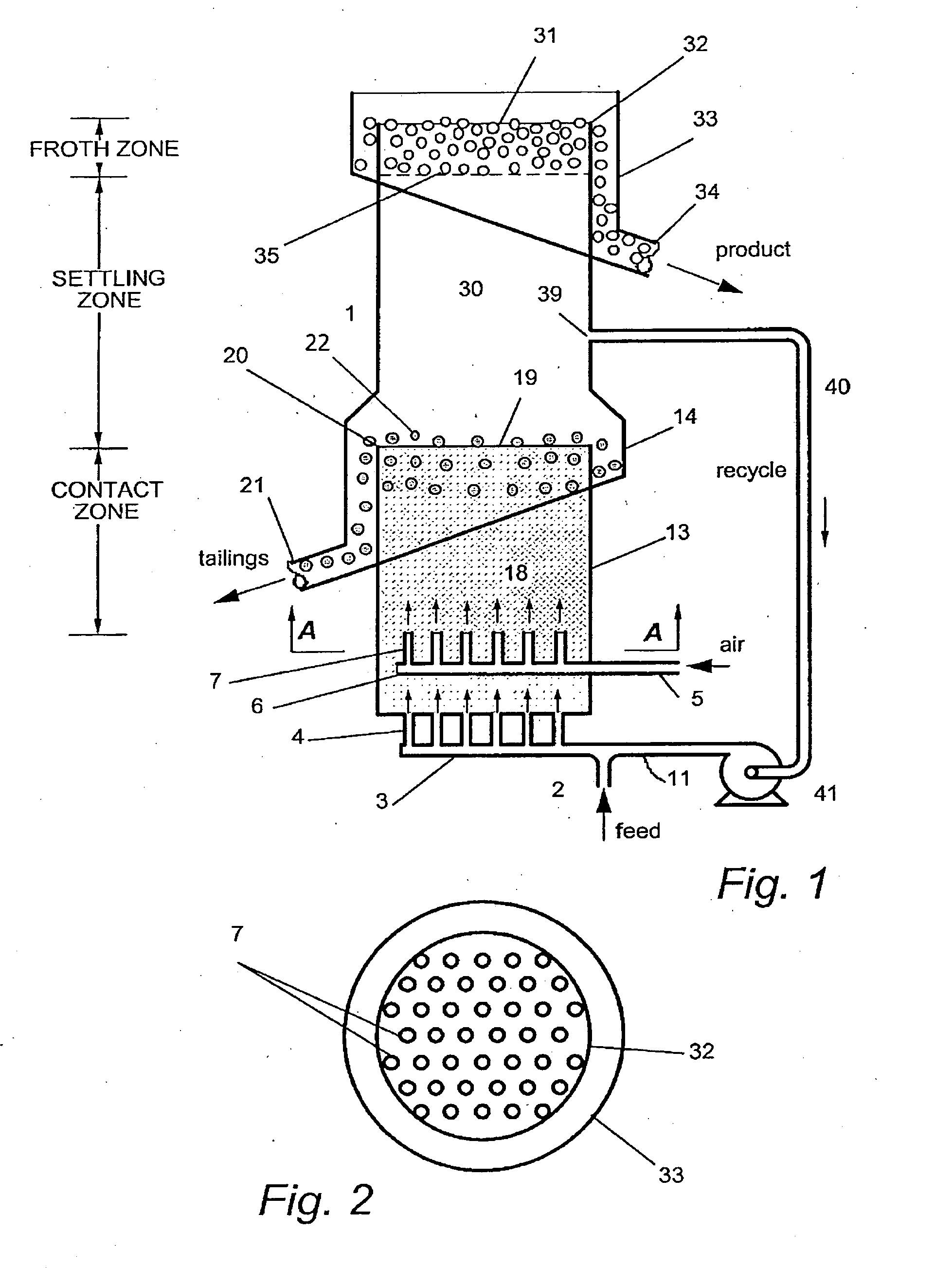 Method and apparatus for flotation in a fluidized bed