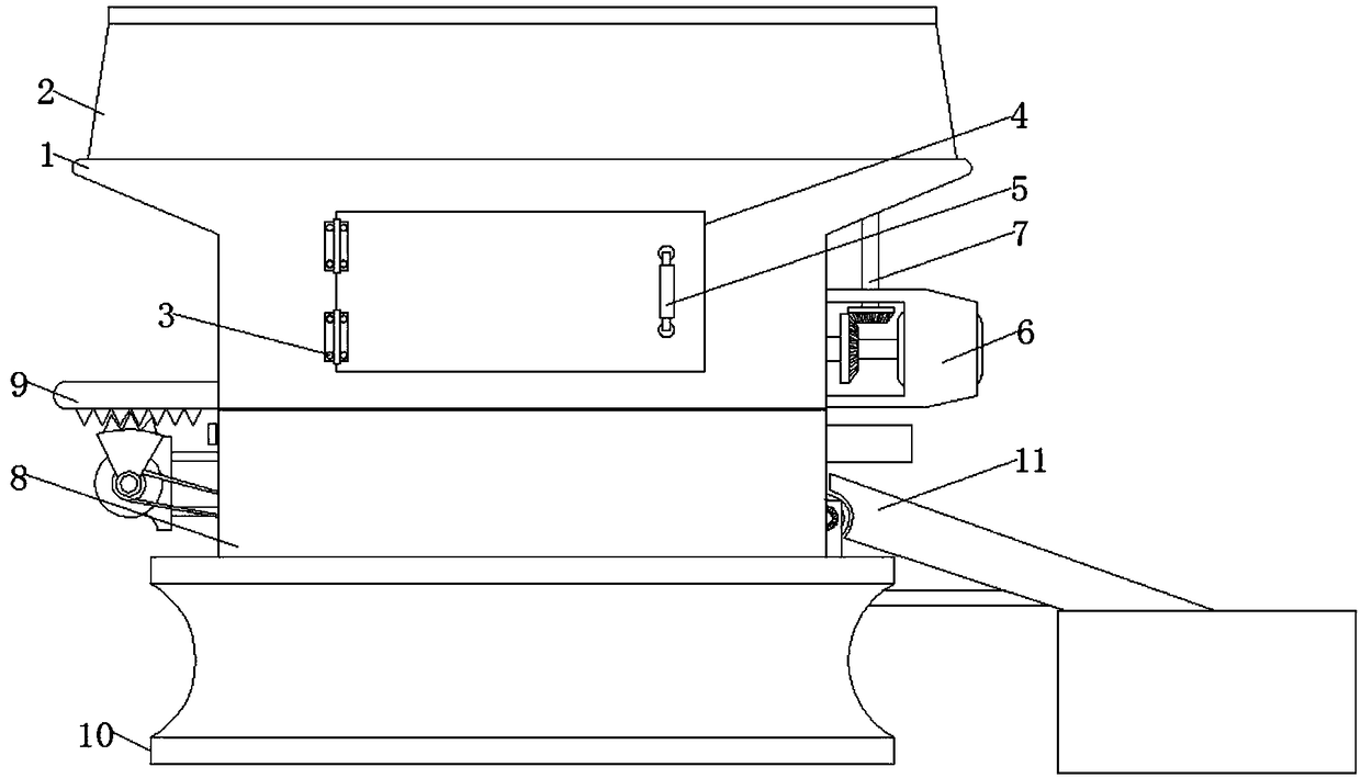 Sorting device for hyporhamphus sajori processing based on bilateral rotation combining with mechanical drive