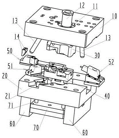 Die-casting die for new energy automobile brake booster oil cylinder and using method