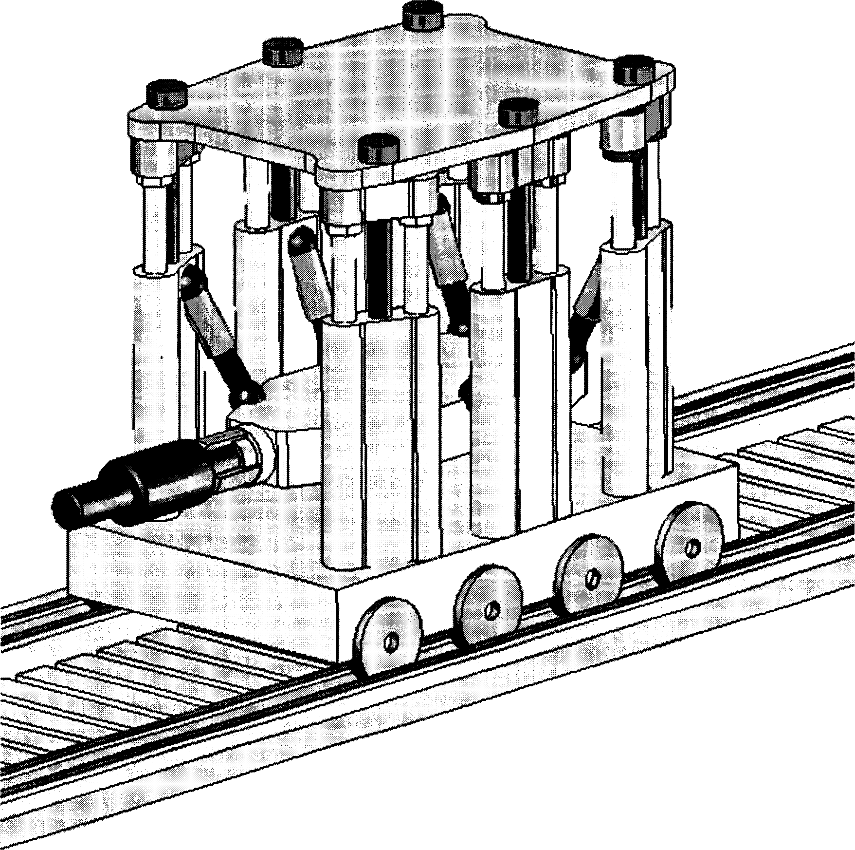 Double-ball joint telescopic six-dimensional parallel forging operation machine