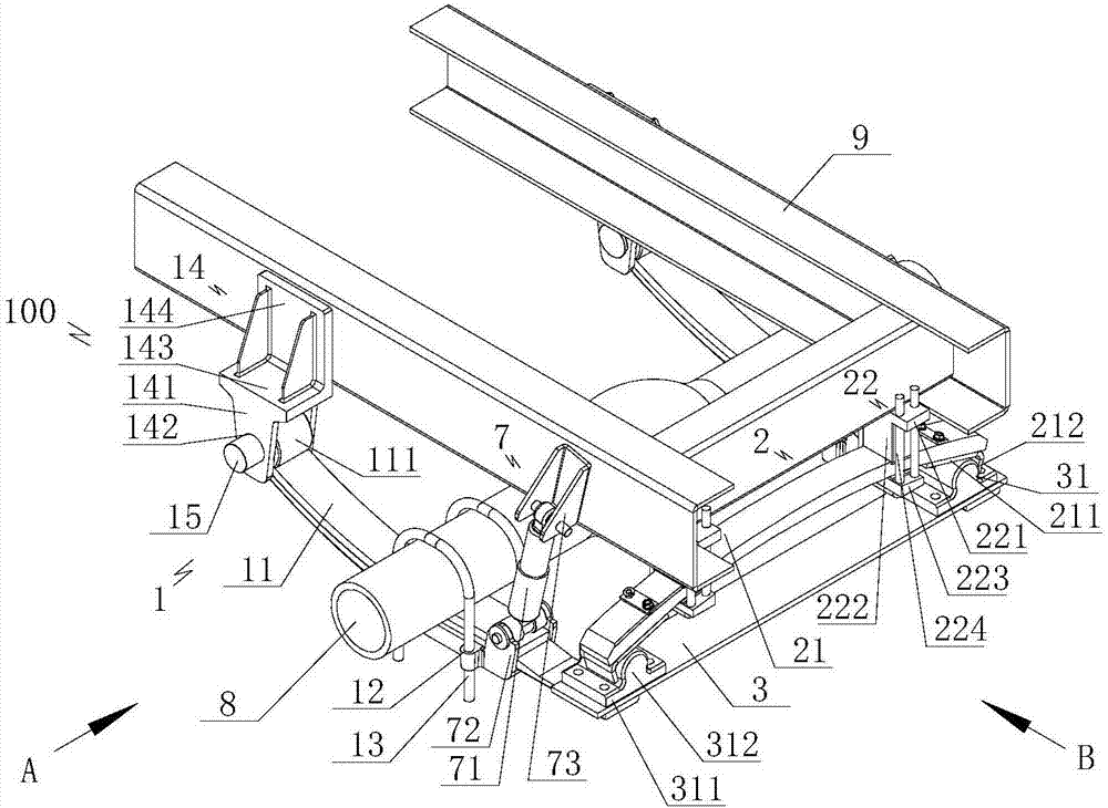 Suspension structure with transverse composite leaf spring