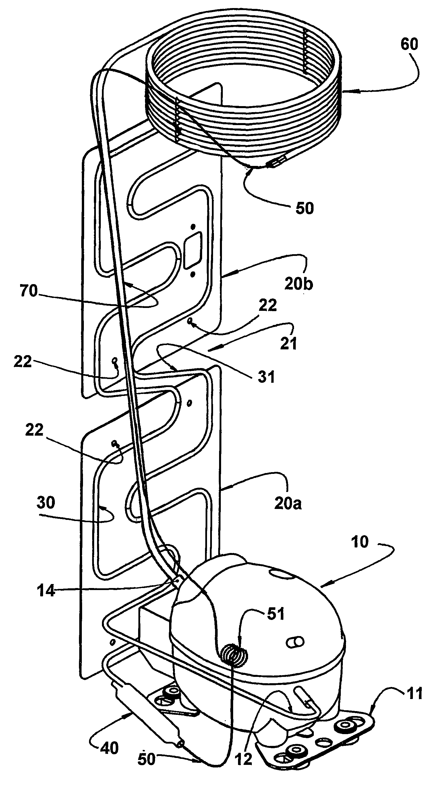 Refrigeration system with a plate-type condenser and method for compacting it