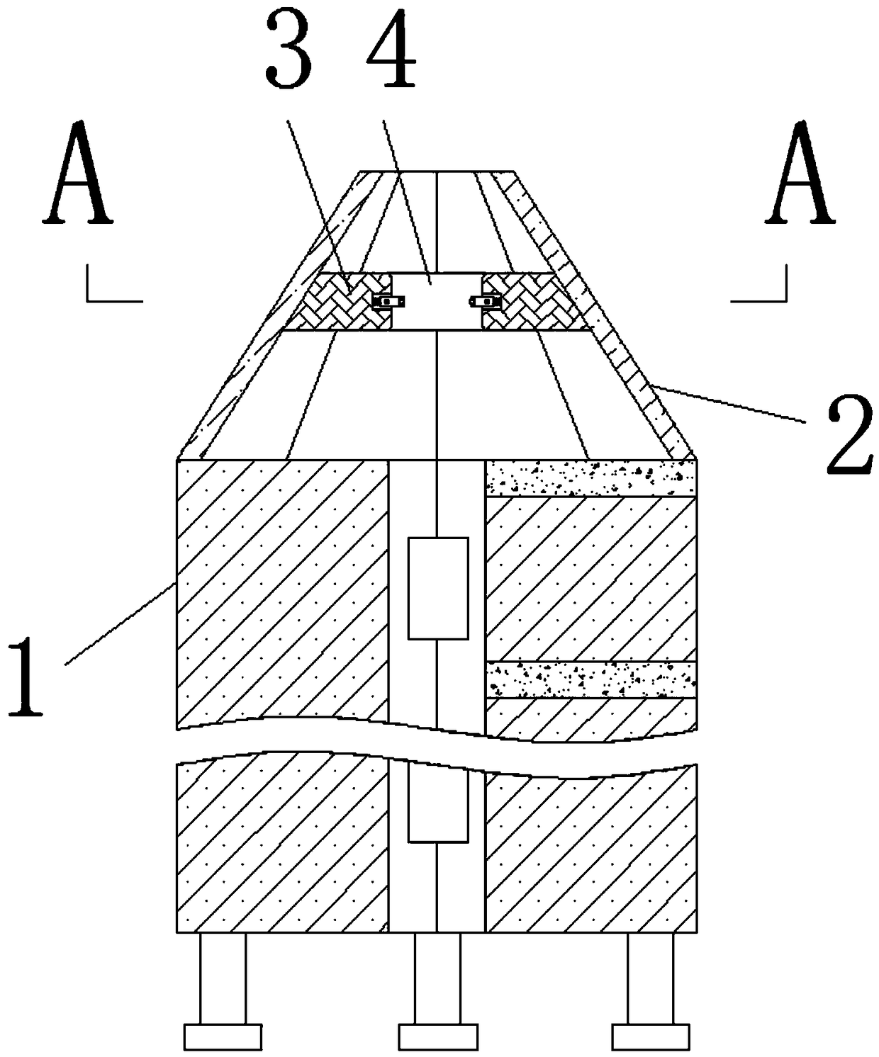 Wire harness discharge device capable of avoiding wear of skin of wire harness