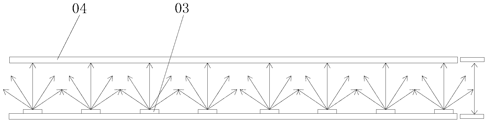 Secondary lens with bottom of curved surface structure