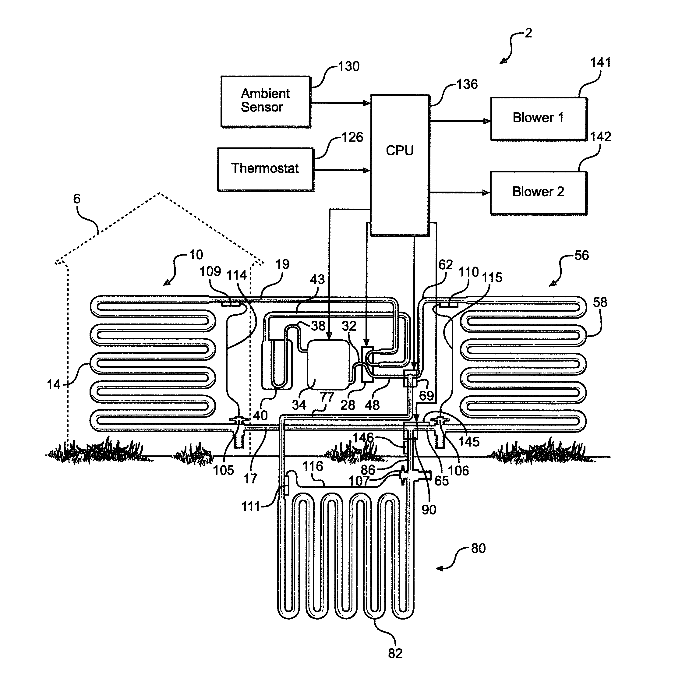 Combination Air and Ground Source Heating and/or Cooling System