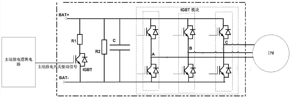 Electric vehicle motor controller active discharge control circuit