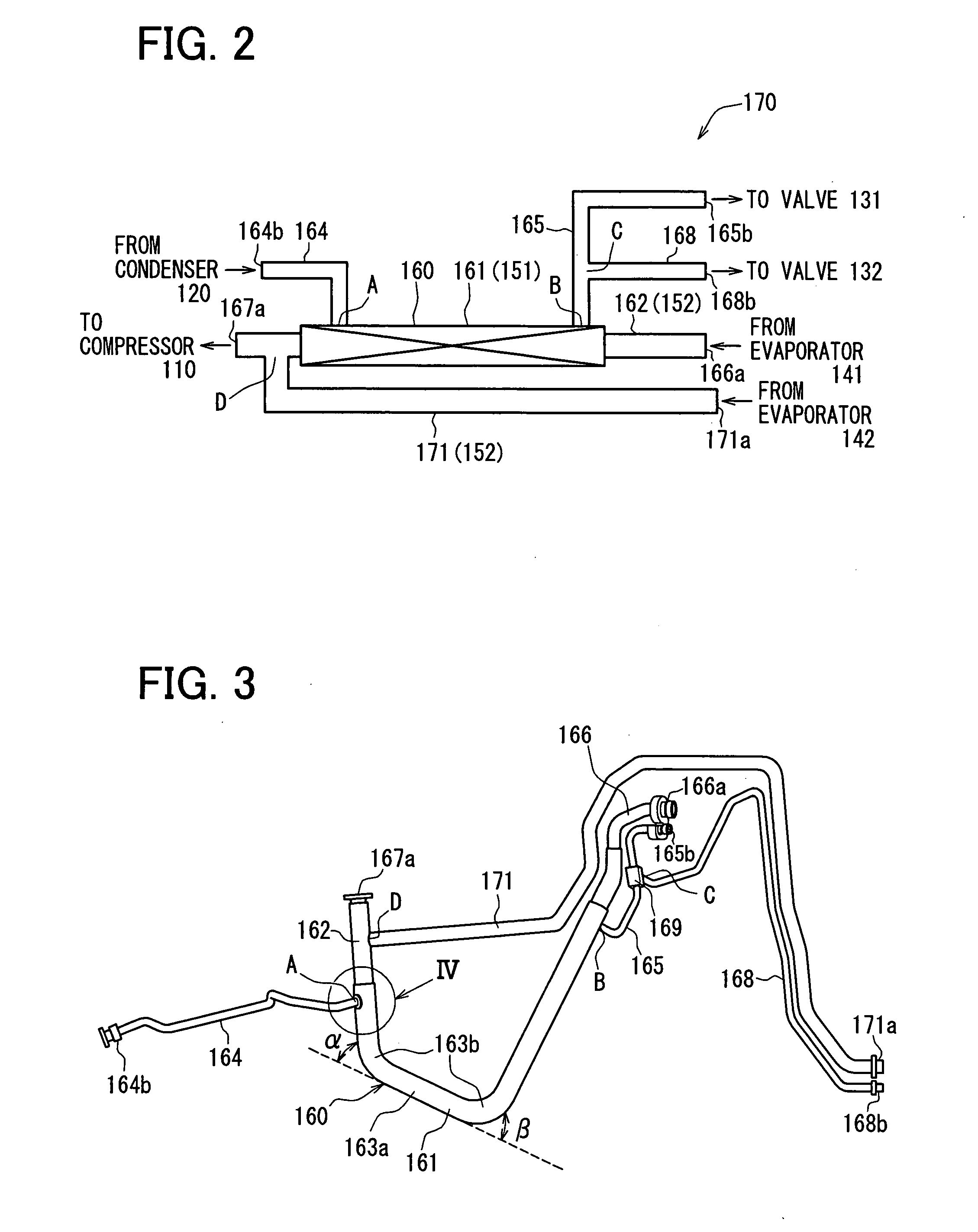 Piping structure with inner heat exchanger and refrigeration cycle device having the same