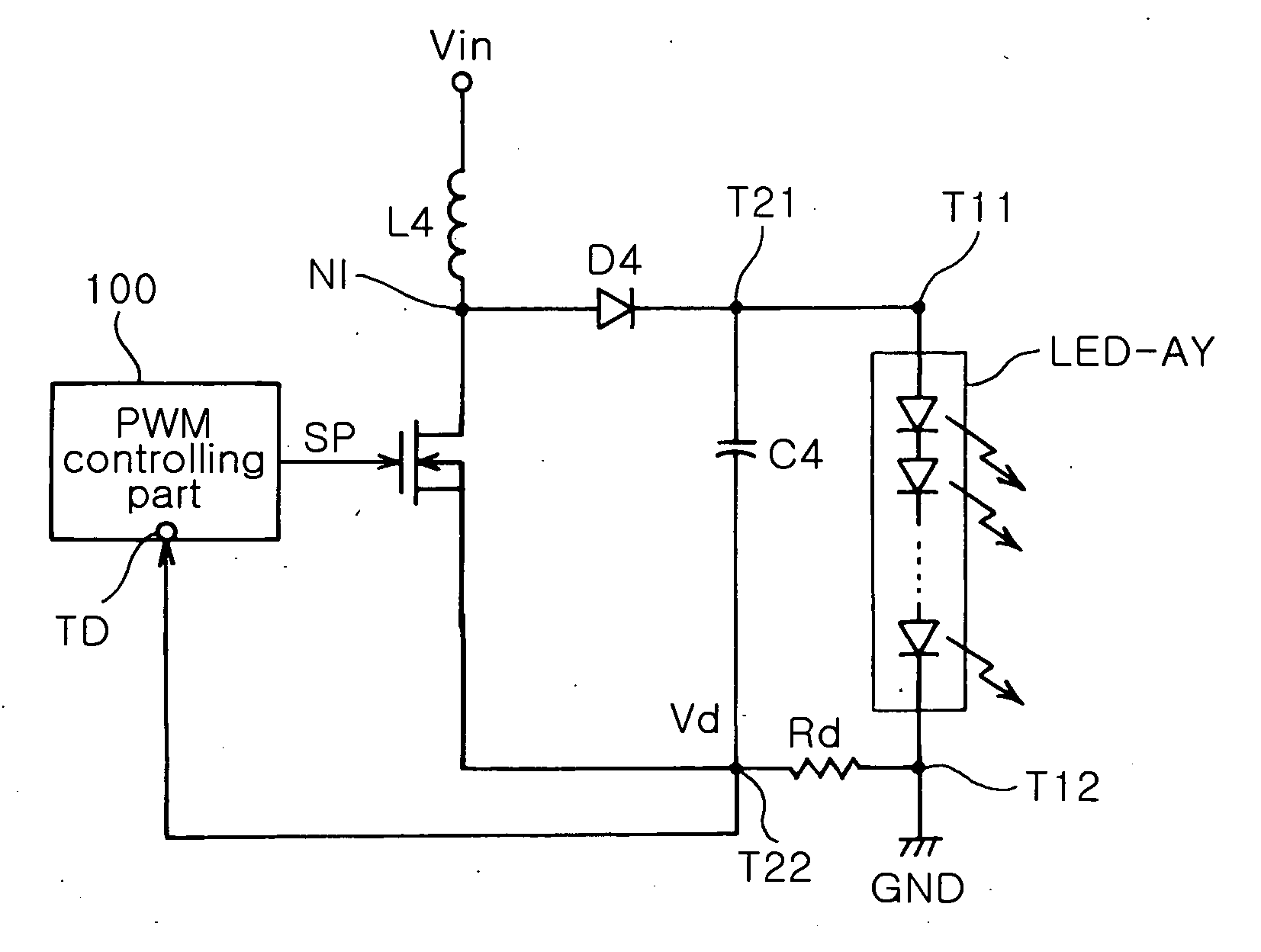 Light emitting diode driving circuit for backlight having constant current control function