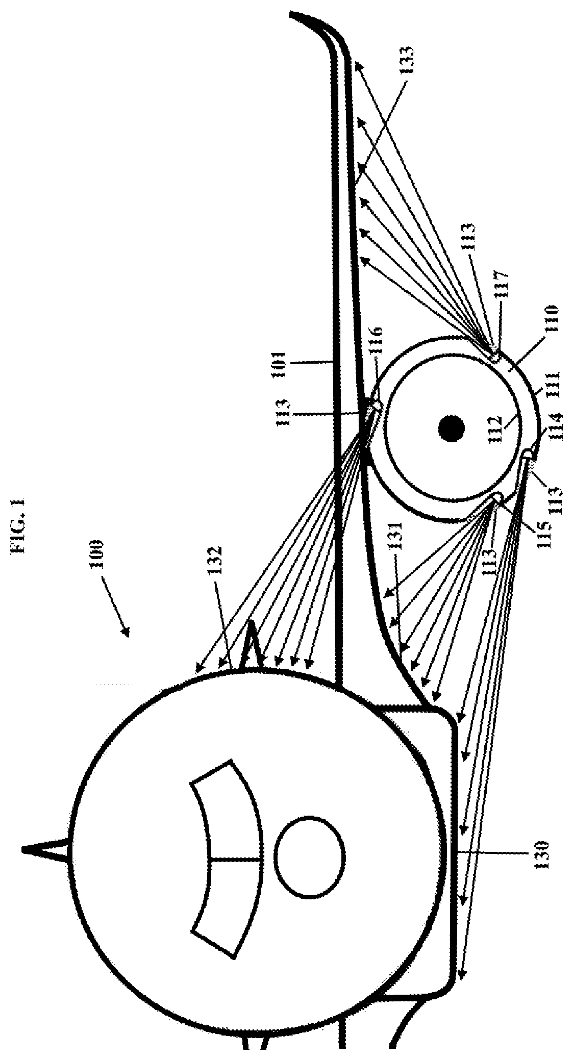 Arrangement for projections onto the exterior surf ace of an aircraft