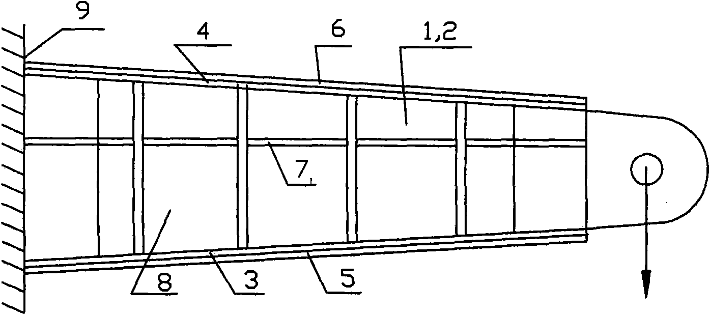 Damage-tolerance testing method for whole wing spar of airplane