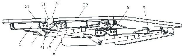 Desk capable of being overturned downwards