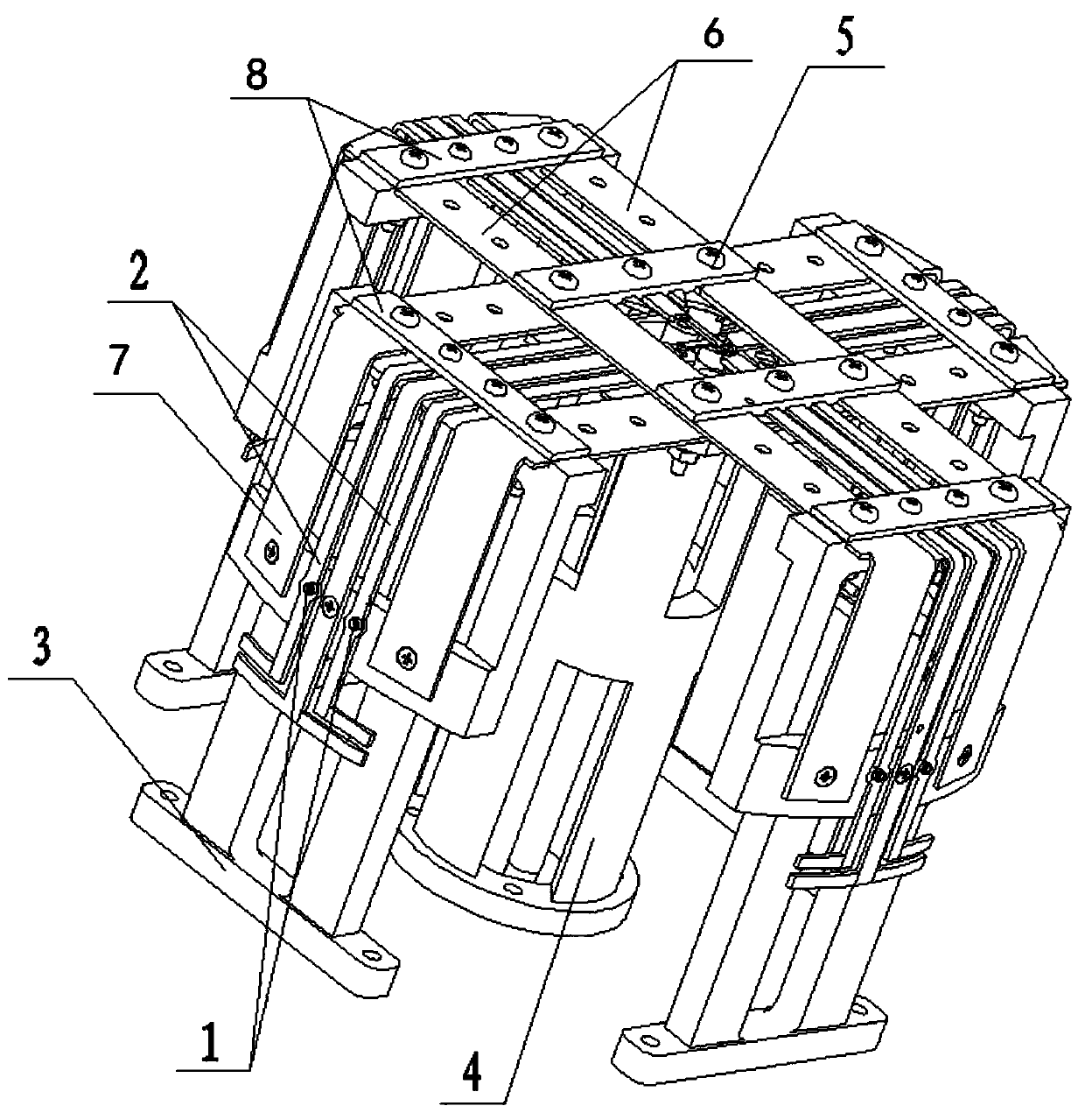 Fastening device and fastening method for multi-ridge oscillator antenna