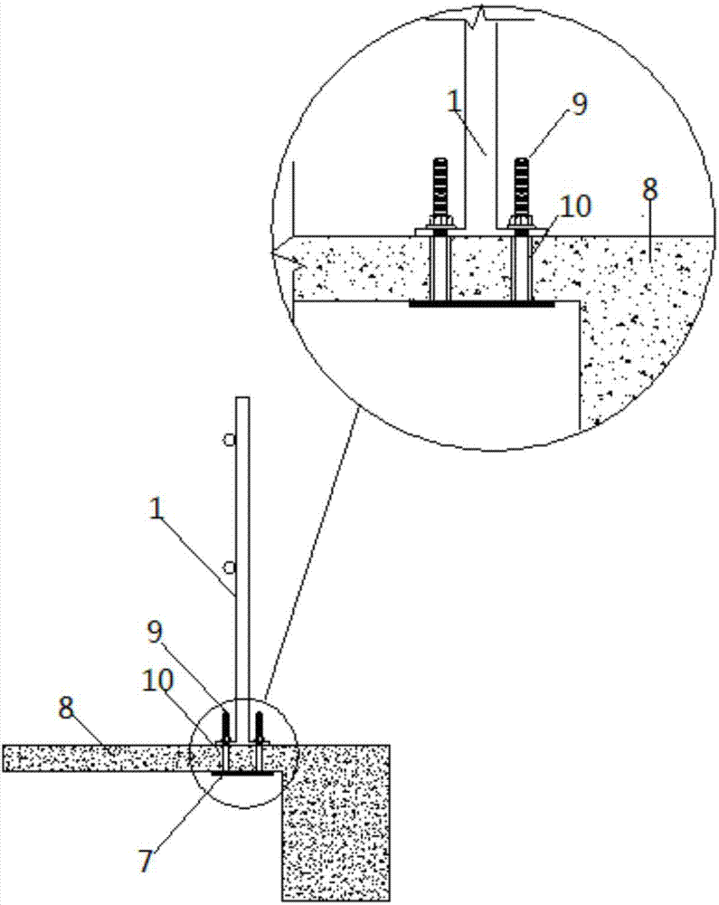 Floor edge-near protective handrail with turnover function