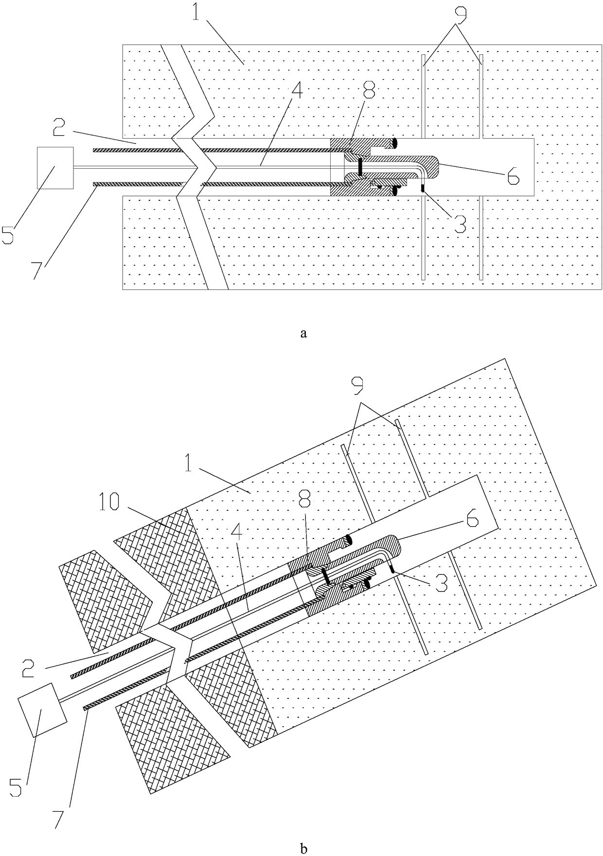 A high-pressure hydraulic radial drilling guide device and method under the condition of drilling