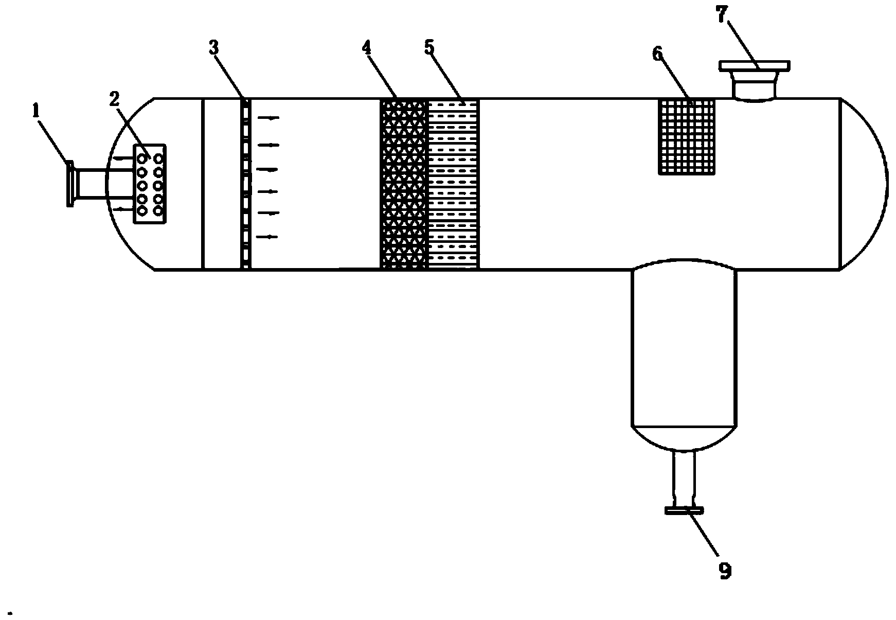 Efficient coalescence-separation equipment for alkylating device