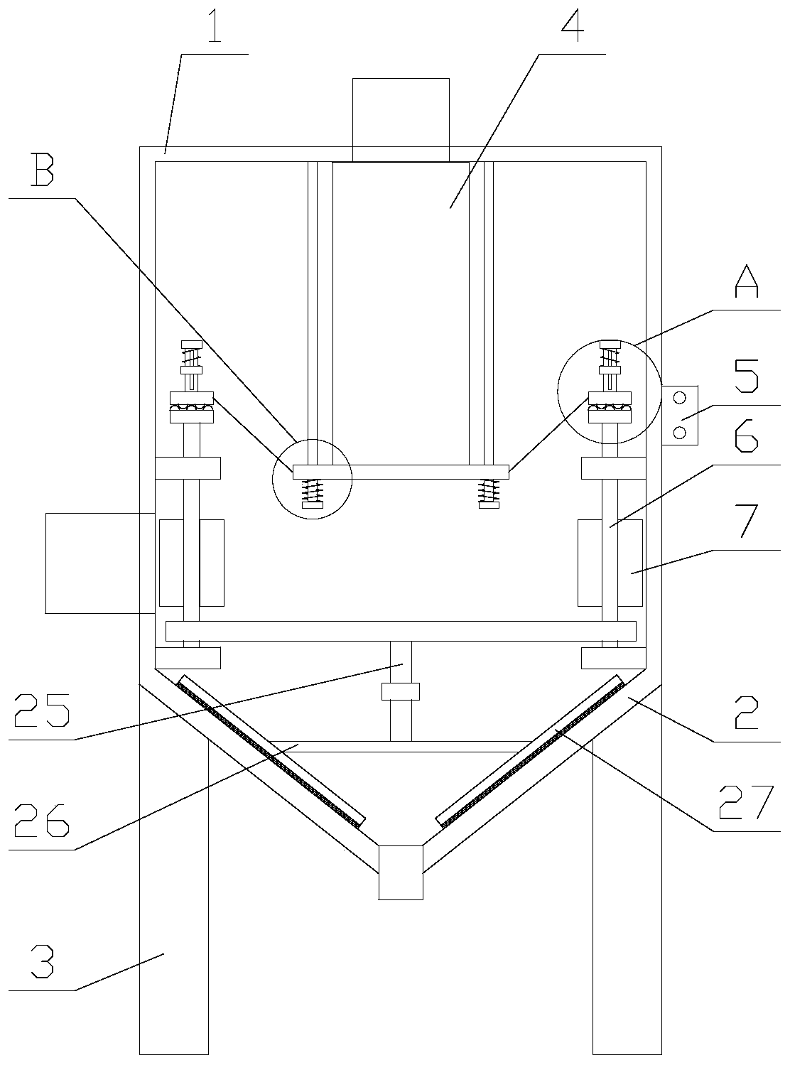 Anti-blocking bag type dust removal equipment for waste gas treatment