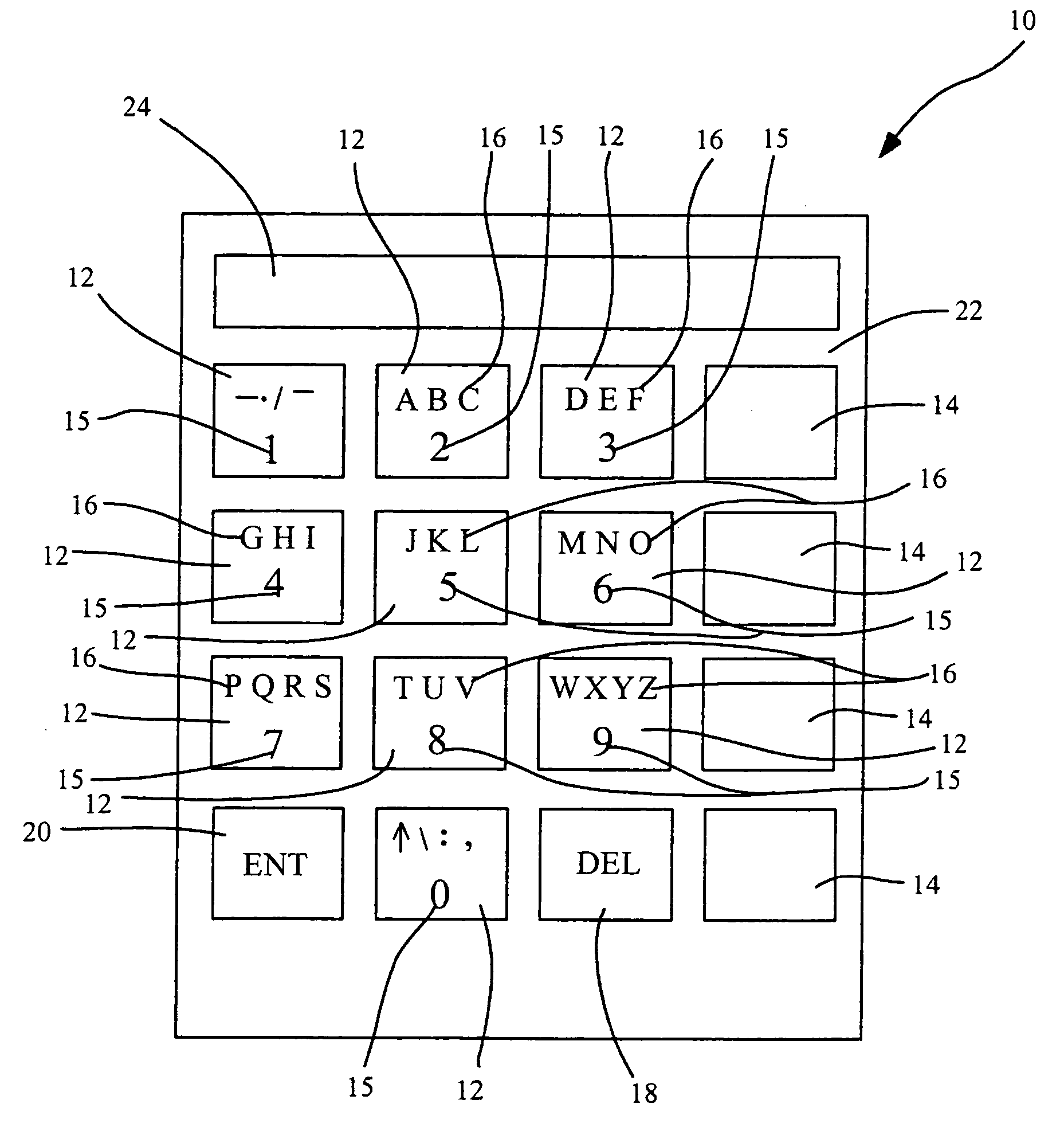 Alphanumeric keypad and display system and method