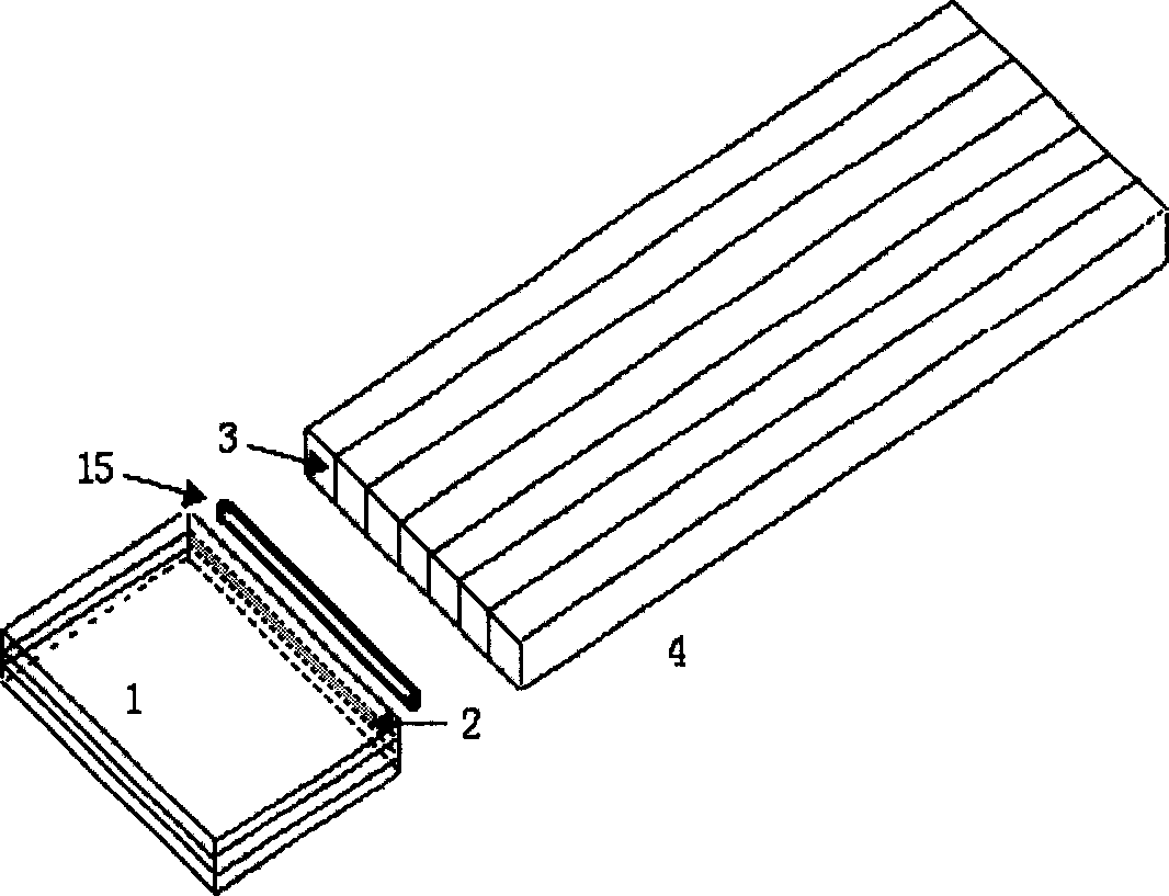 Multimode optical fiber row and prism coupled double wrapping optical fiber device and its coupling method