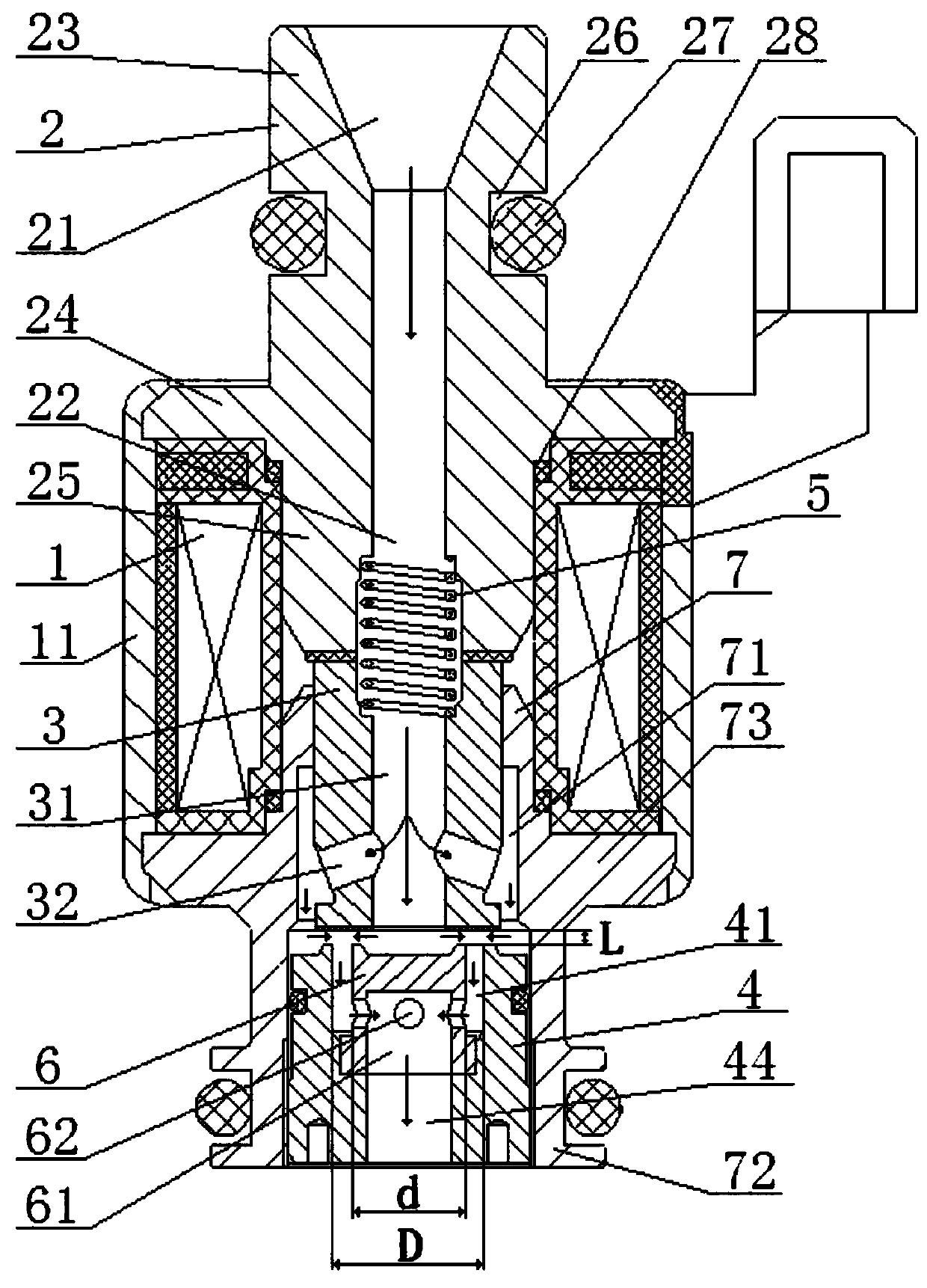 A straight-through double-channel gas injection valve