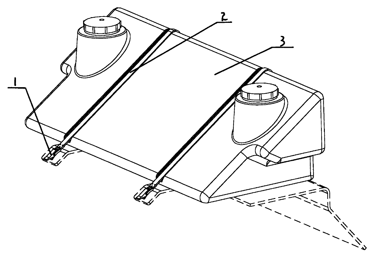 Hasp and leather belt type water tank fixing structure for road roller