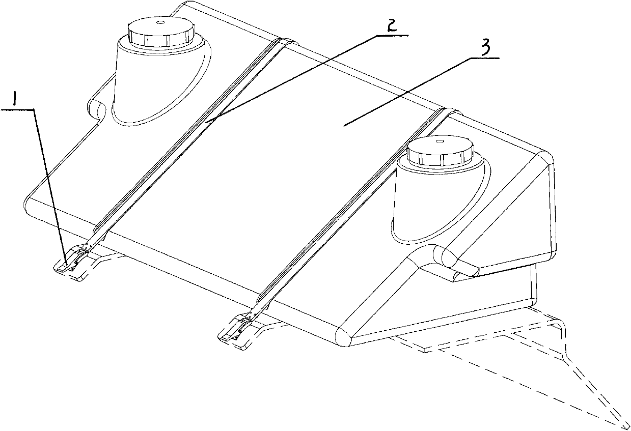 Hasp and leather belt type water tank fixing structure for road roller