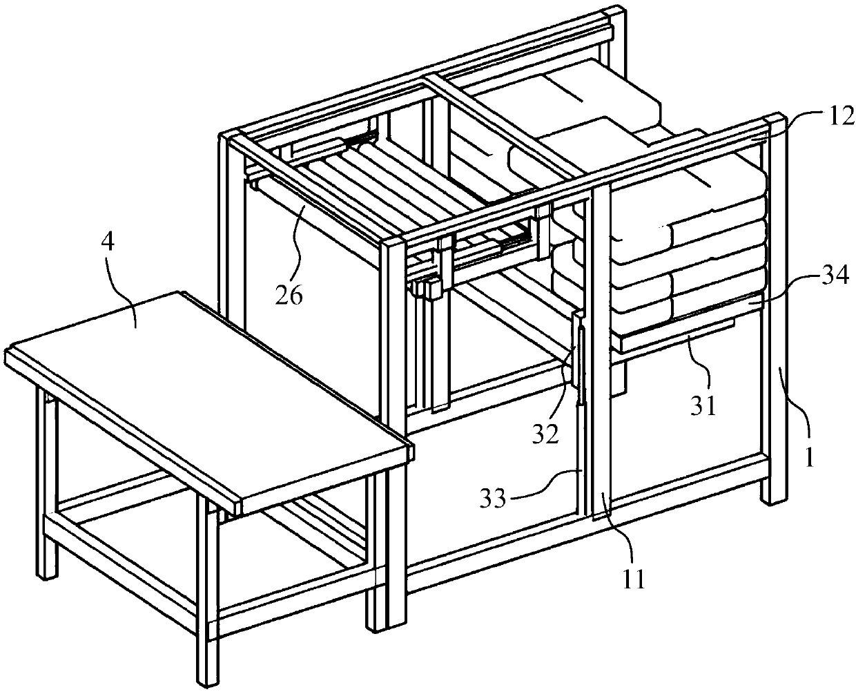 Novel material bag unstacking machine