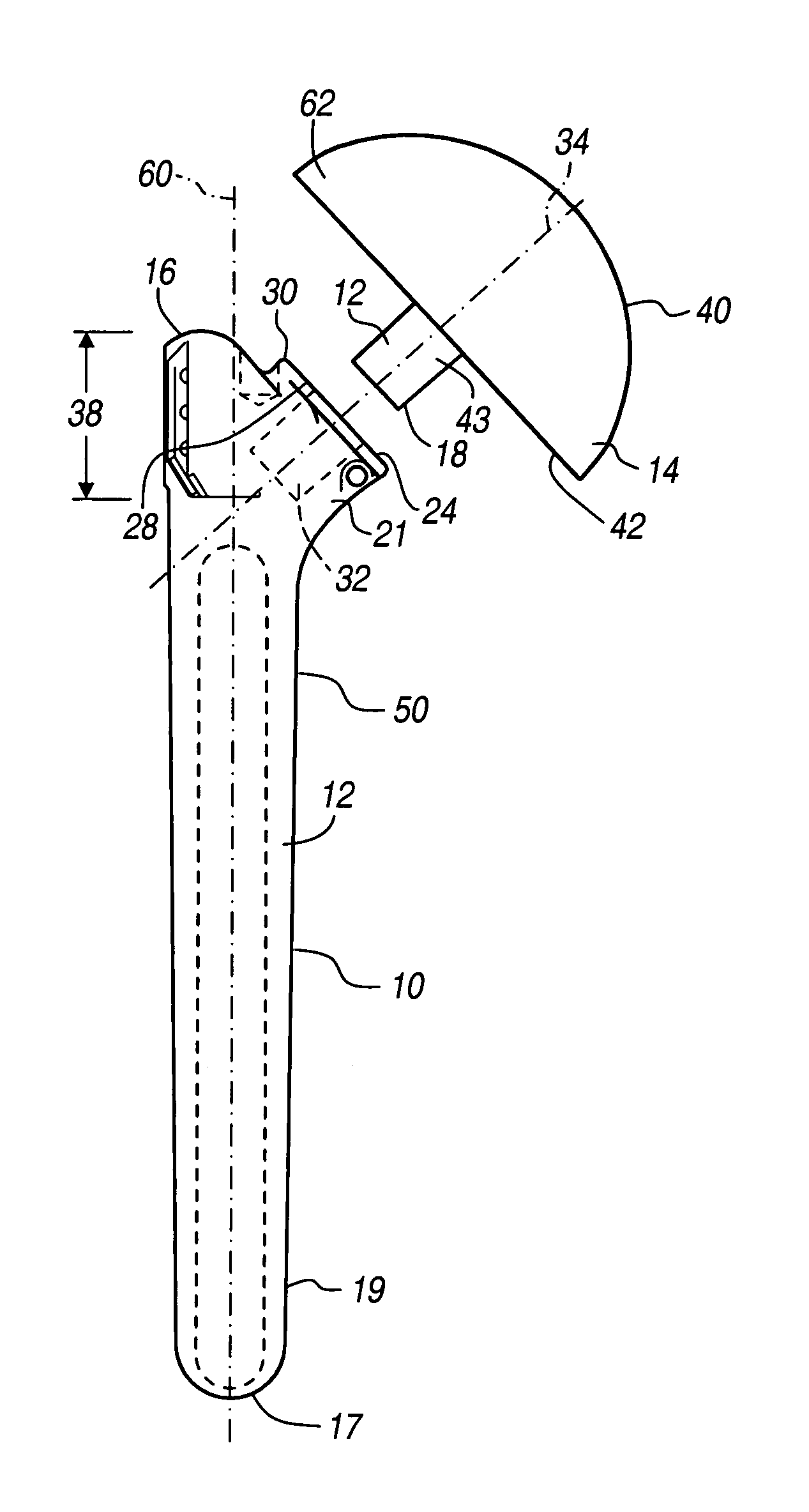 Humeral stem with anatomical location of taper access for fixation of humeral head