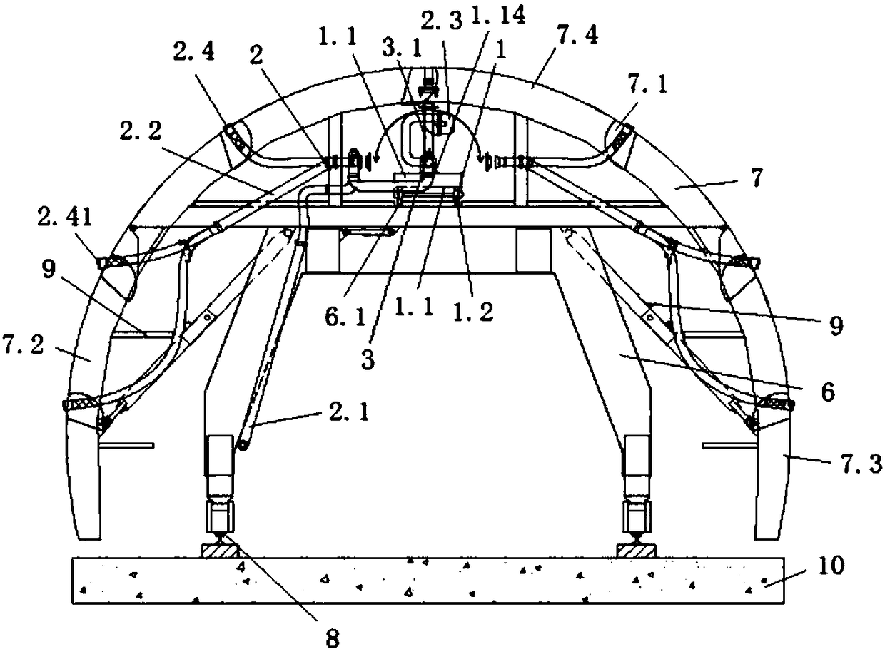 Layered pouring and distributing machine and lining trolley comprising same