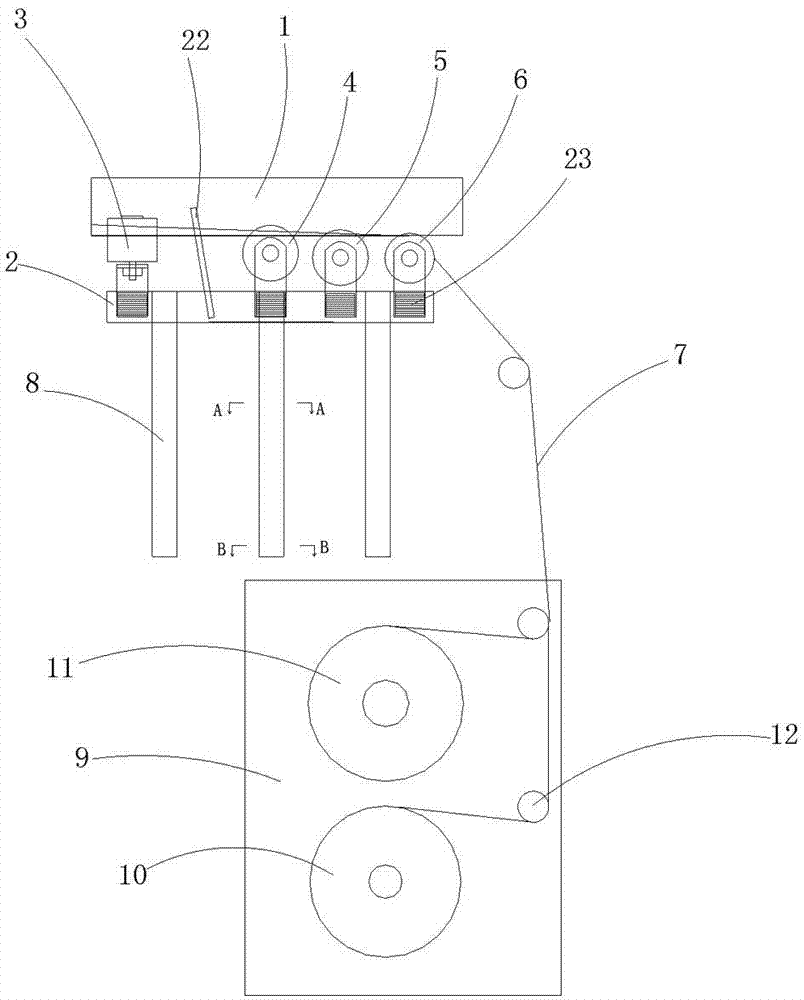 Device special for real-time and automatic edge sealing of corrugated line adhesive tape and manufacturing method