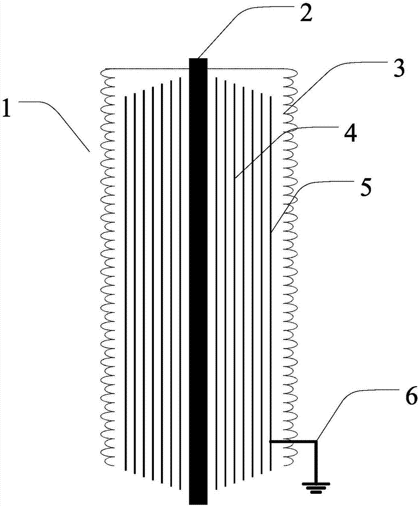 Detection system for capacitive bushing provided with measurement terminal and end-screen ground terminal