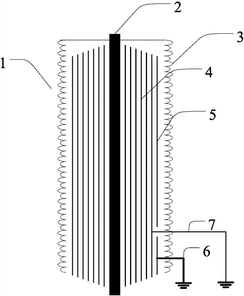 Detection system for capacitive bushing provided with measurement terminal and end-screen ground terminal