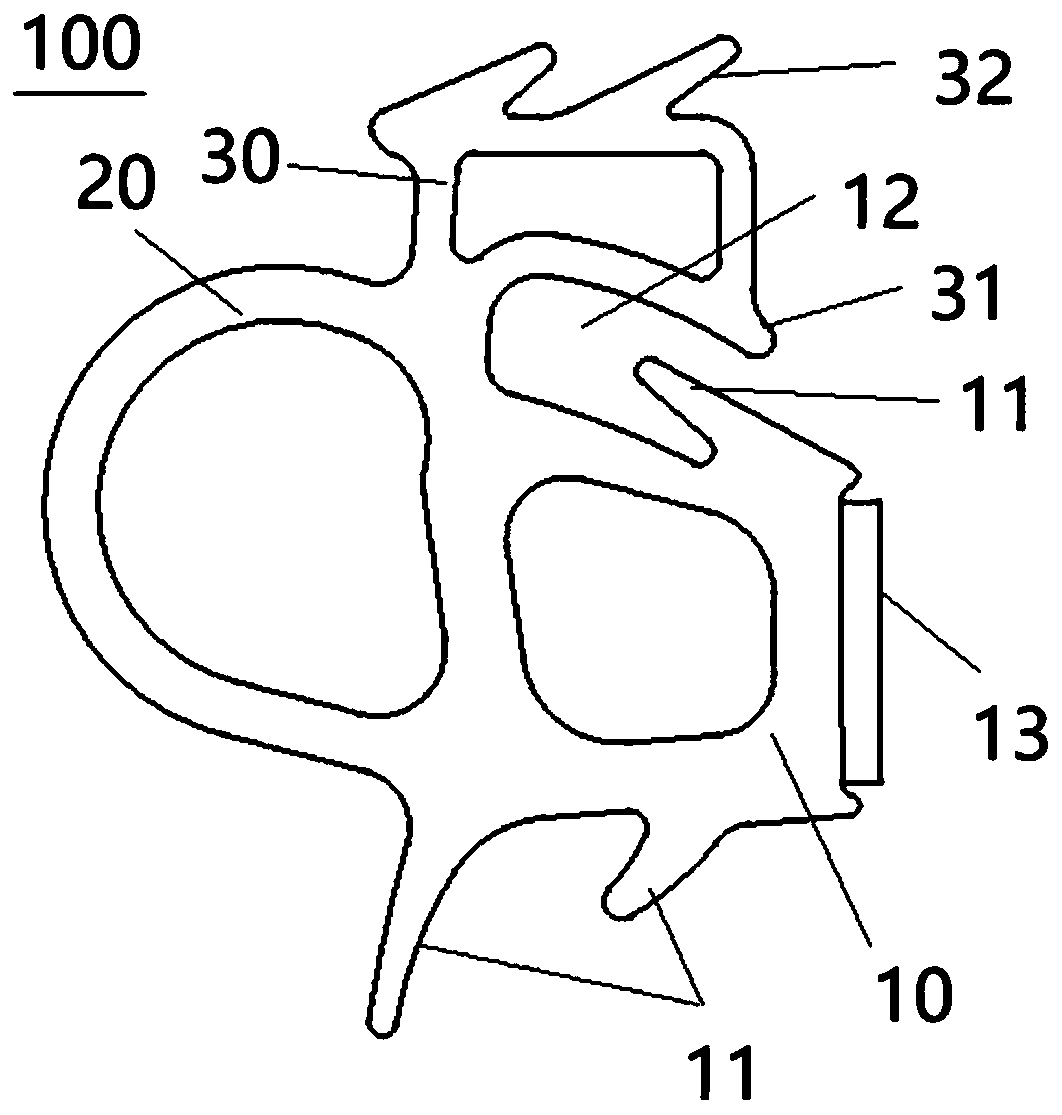 Sealing strip and vehicle provided with same