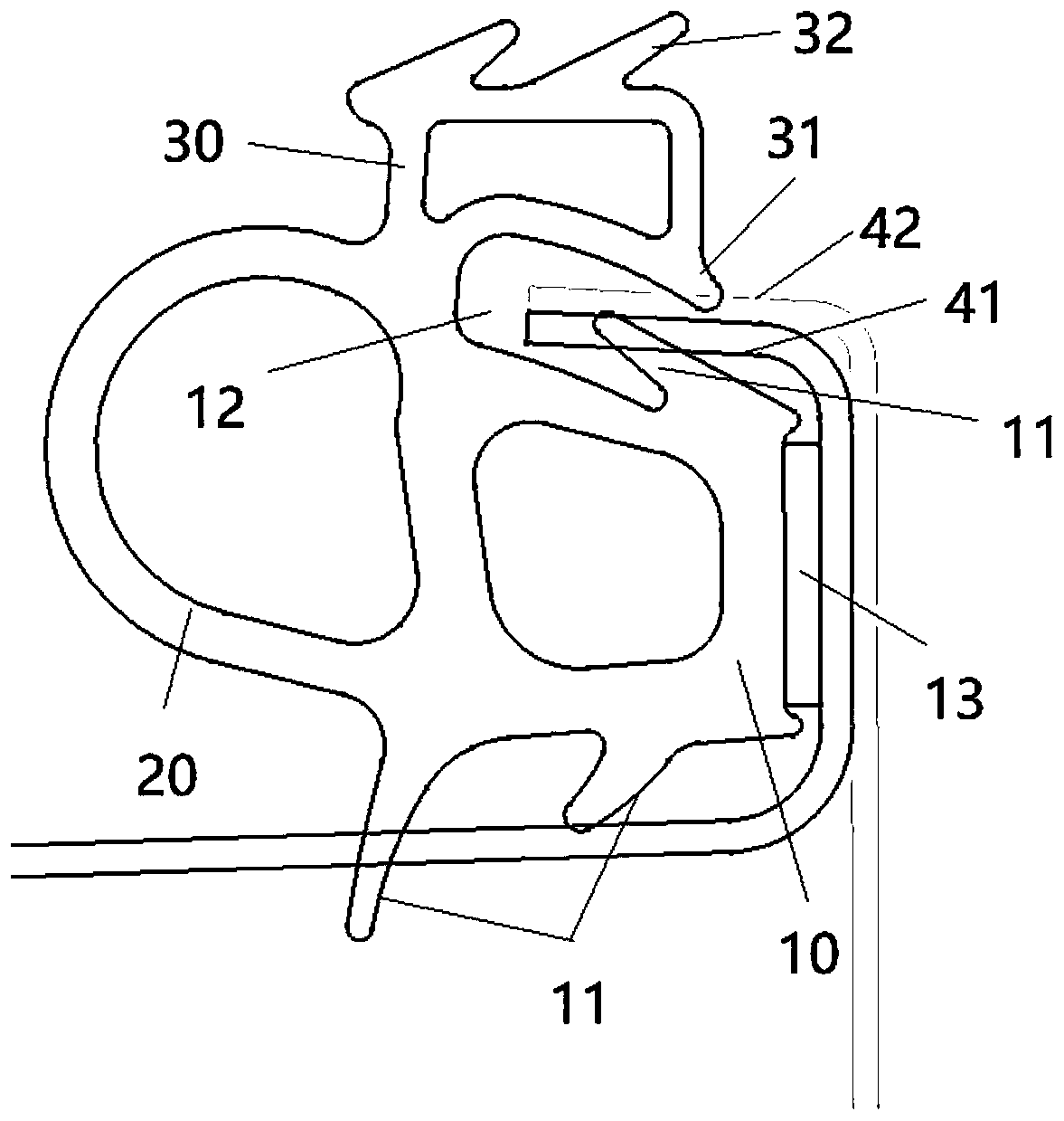 Sealing strip and vehicle provided with same