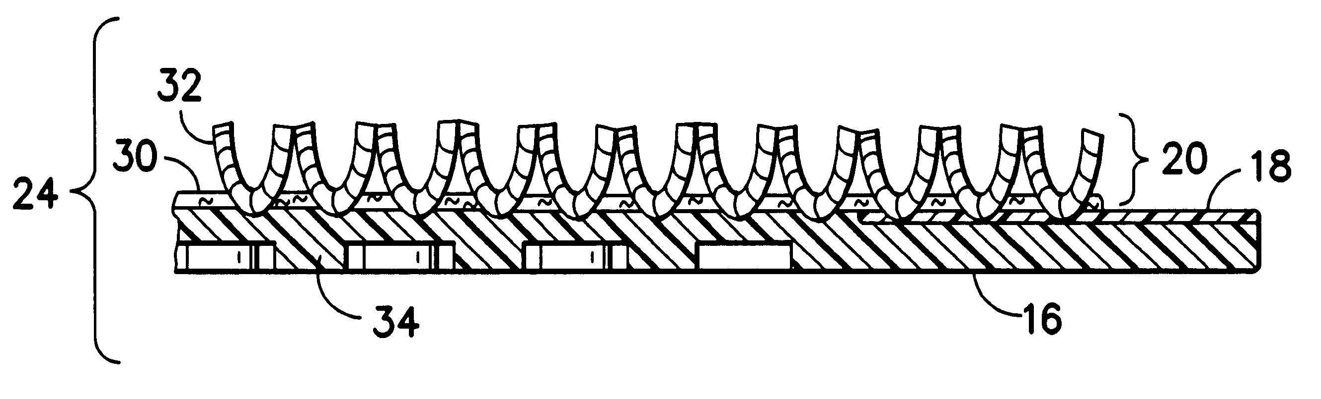 Cushioned carpeted floor covering article comprising at least one integrated rubber protrusion