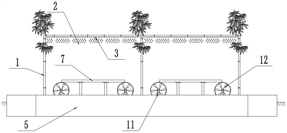 A landscape water curtain structure