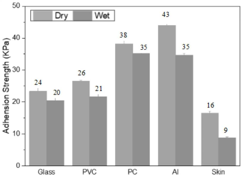 Hydrogel with adjustable adhesion in wet environment and preparation and use methods of hydrogel