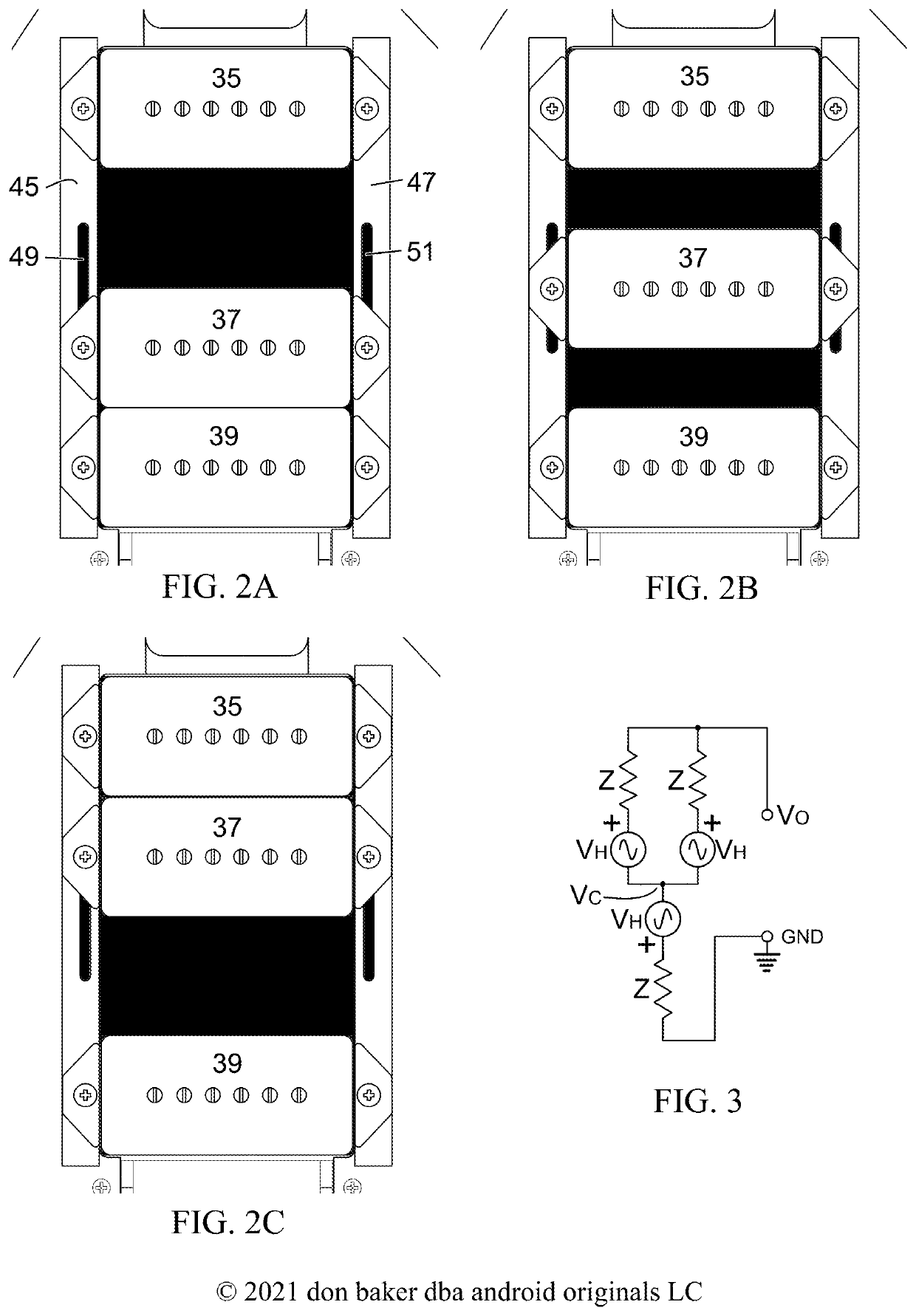 Electric Stringed Instrument Using Movable Pickups and Humbucking Circuits