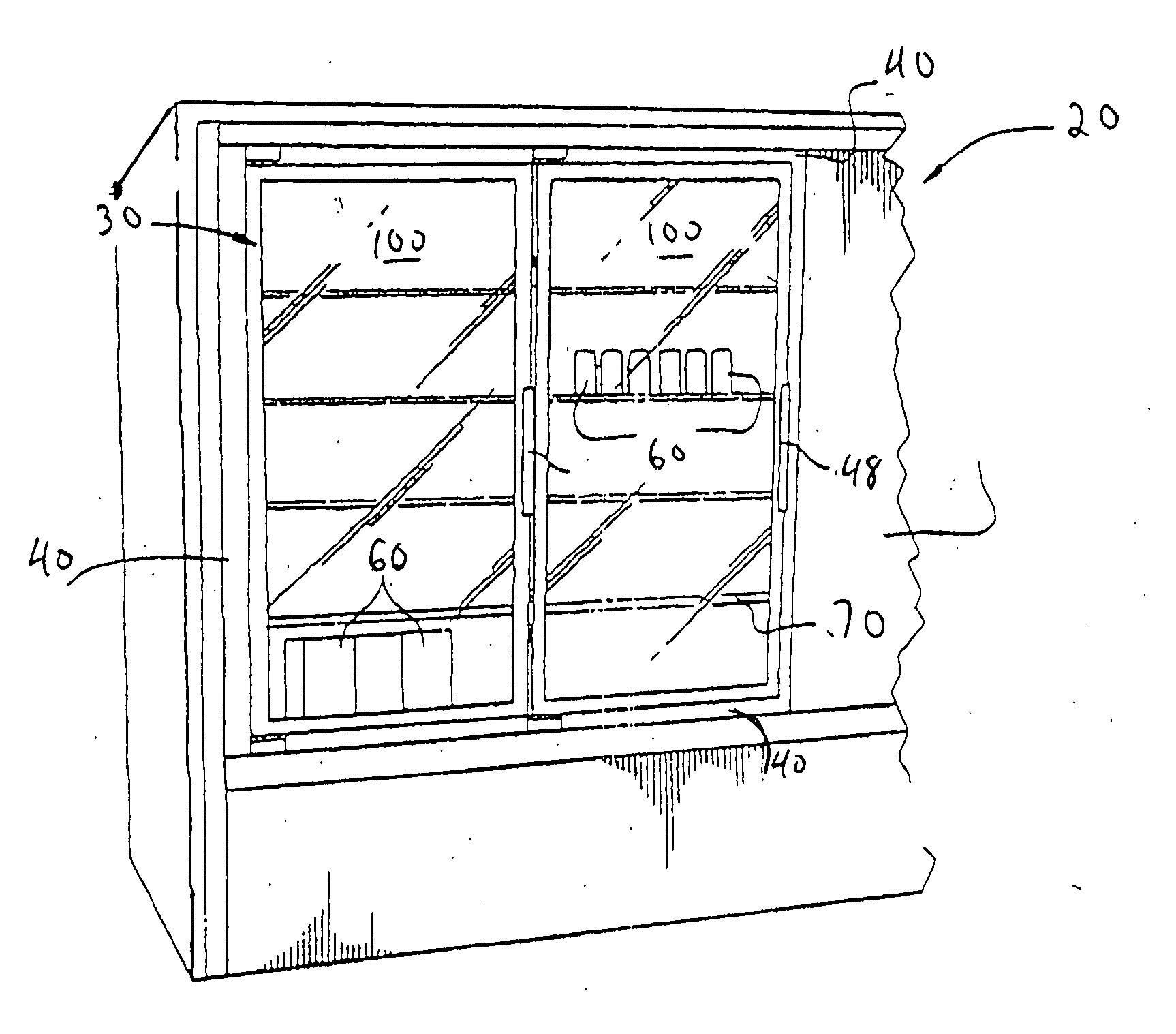 Soft-coated glass pane refrigerator door construction and method of making same