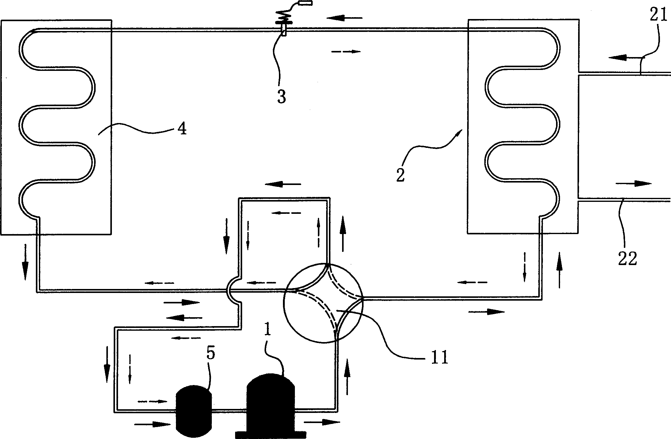 Heating circulation system of air energy heat pump