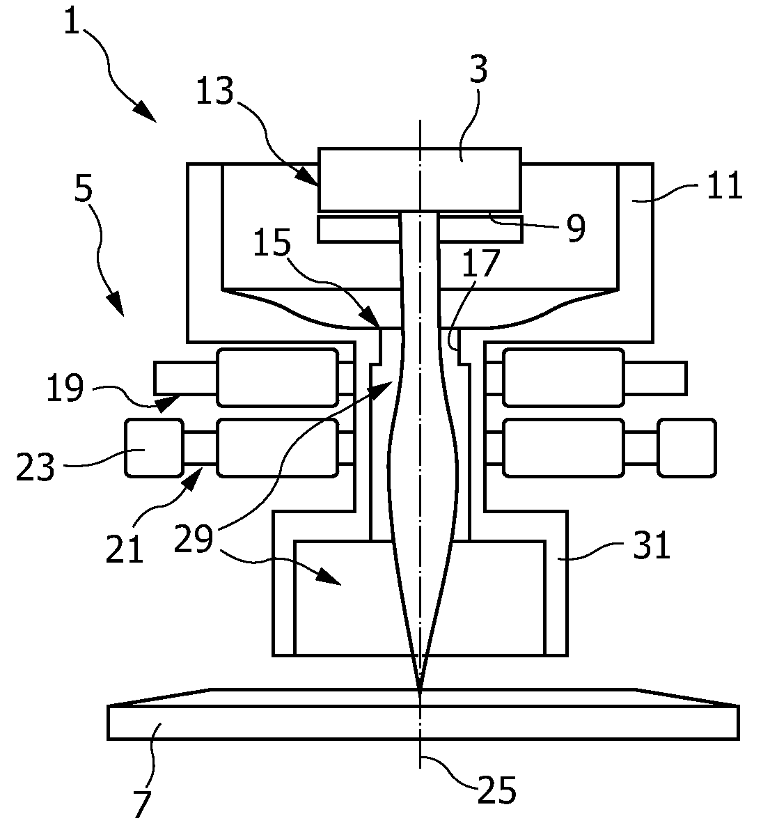 Electron optical apparatus, X-ray emitting device and method of producing an electron beam