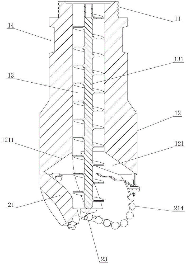 Inner-chip removal polycrystalline diamond compact (PDC) bit