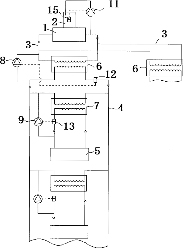 Heat supply pipe network heat pump adjusting system