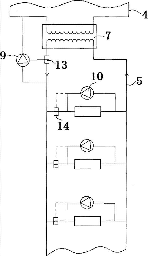 Heat supply pipe network heat pump adjusting system