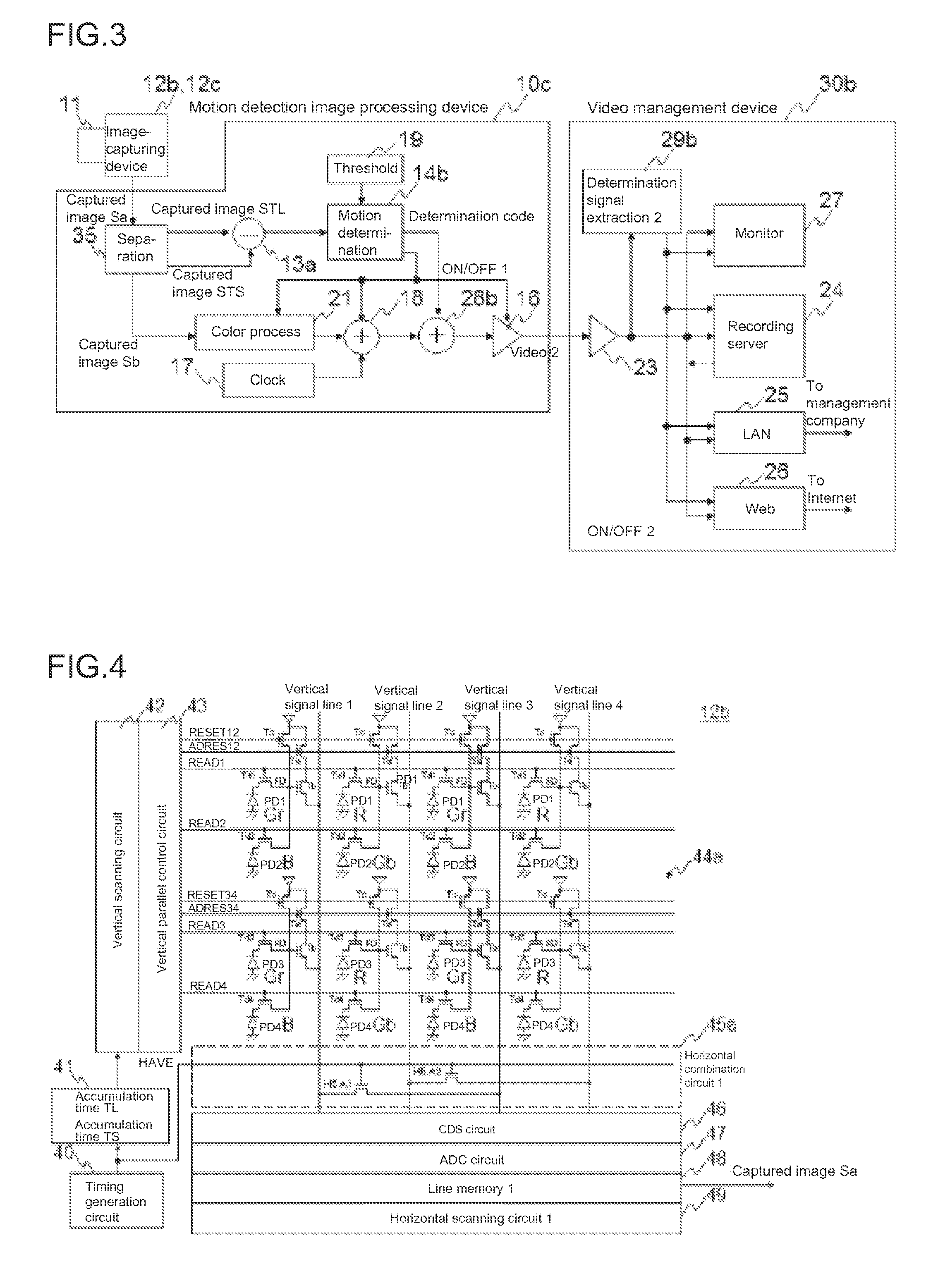 Motion detection solid-state image capturing device and motion detection system