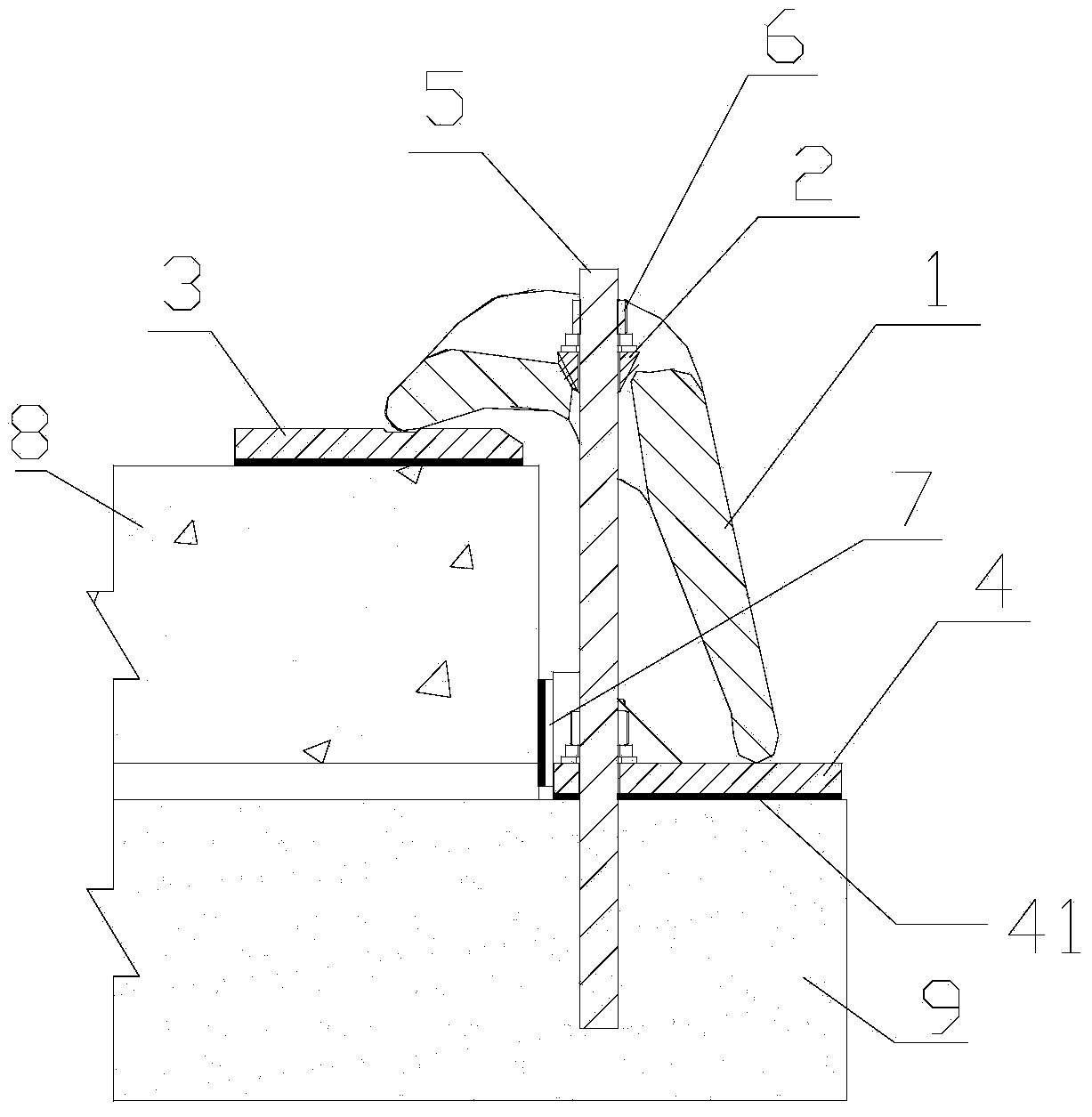 Swaging and limiting device for track board of ballastless track of railway