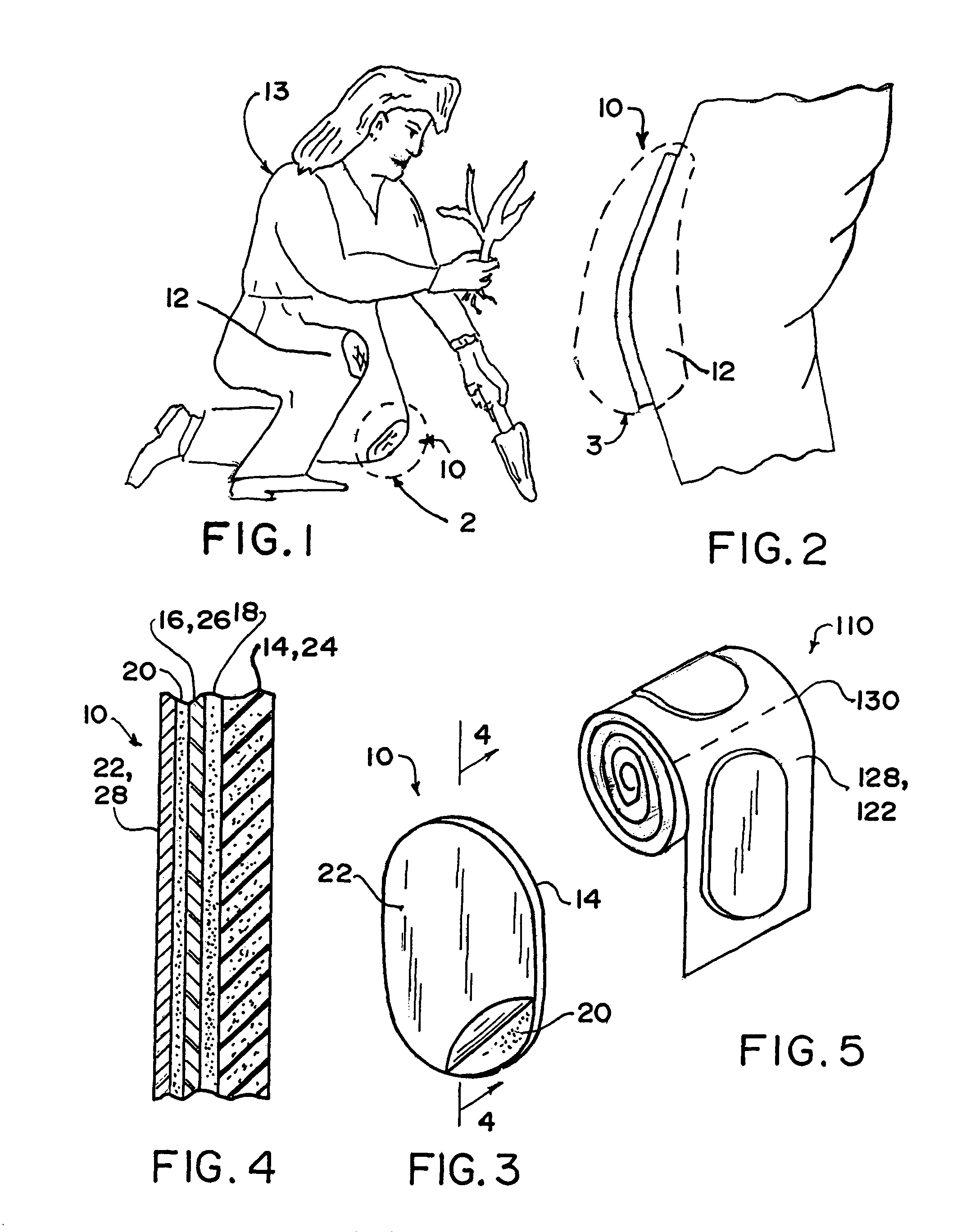 Disposable single use, and shape-retaining pad for protecting a knee