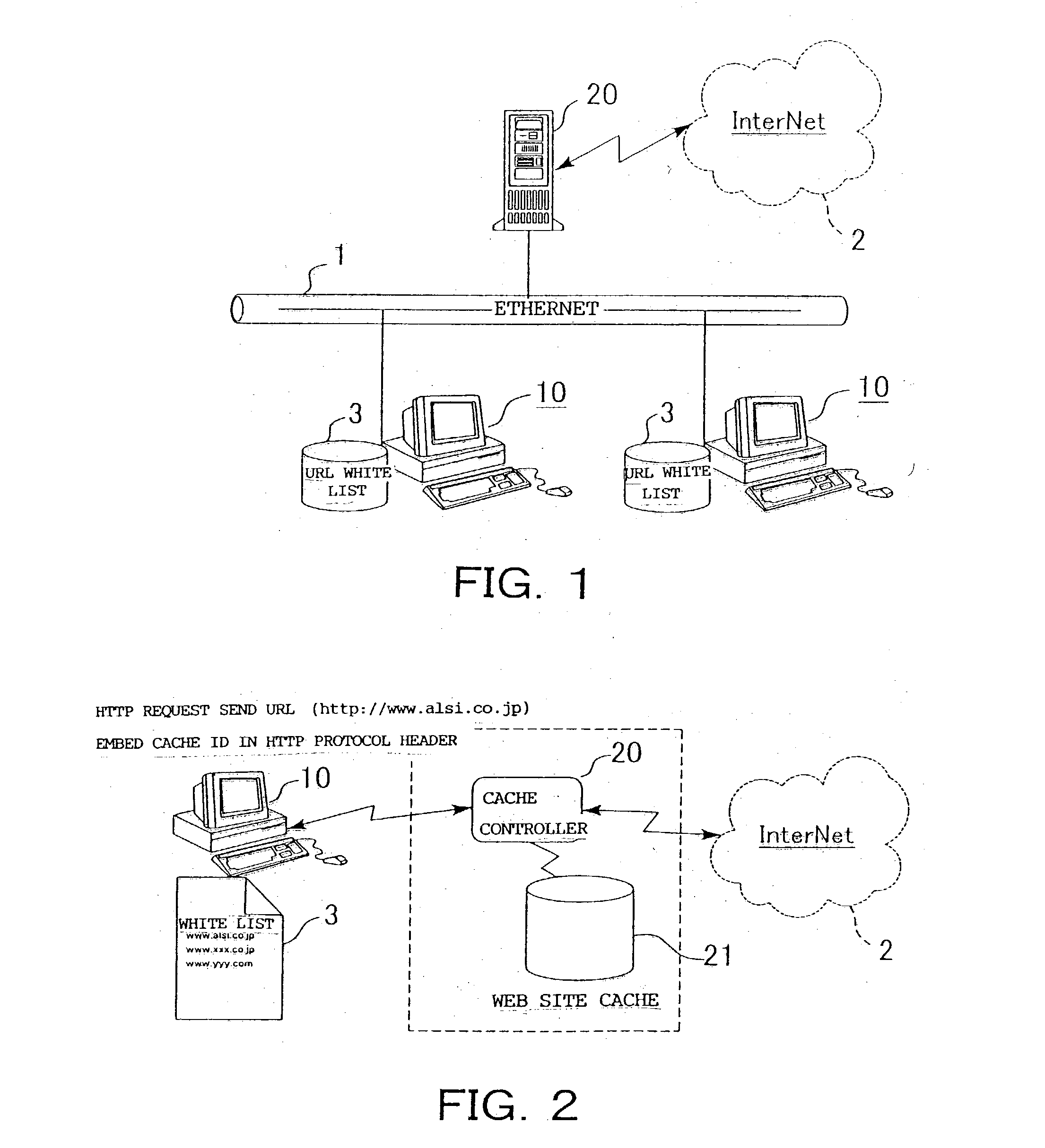 Cache control method of proxy server with white list