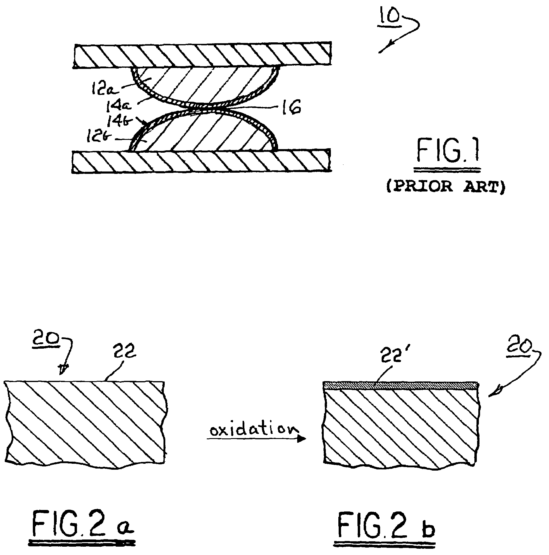 Fuel cell with metal alloy contacts that form passivating conductive oxide surfaces