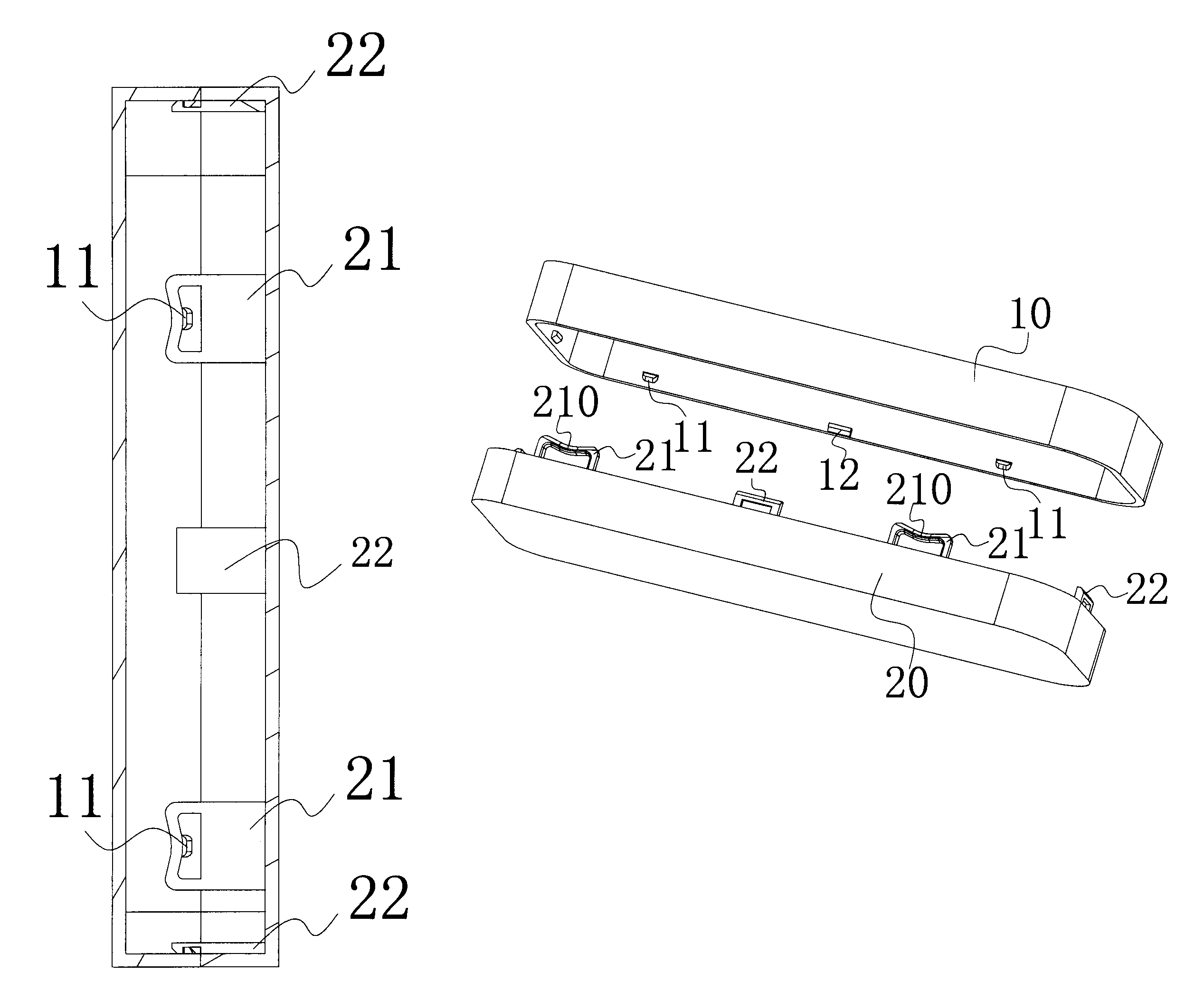 Shell assembling device and shell having the same