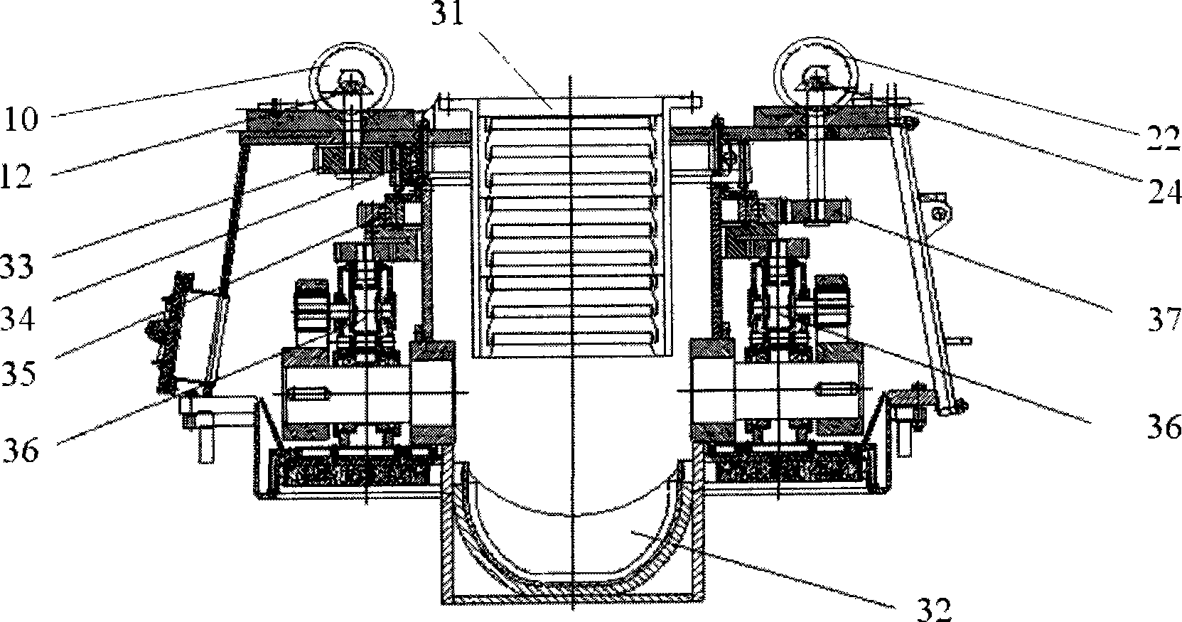 Synchronous gear direct-drive gear apparatus for blast furnace bellless furnace top distributor